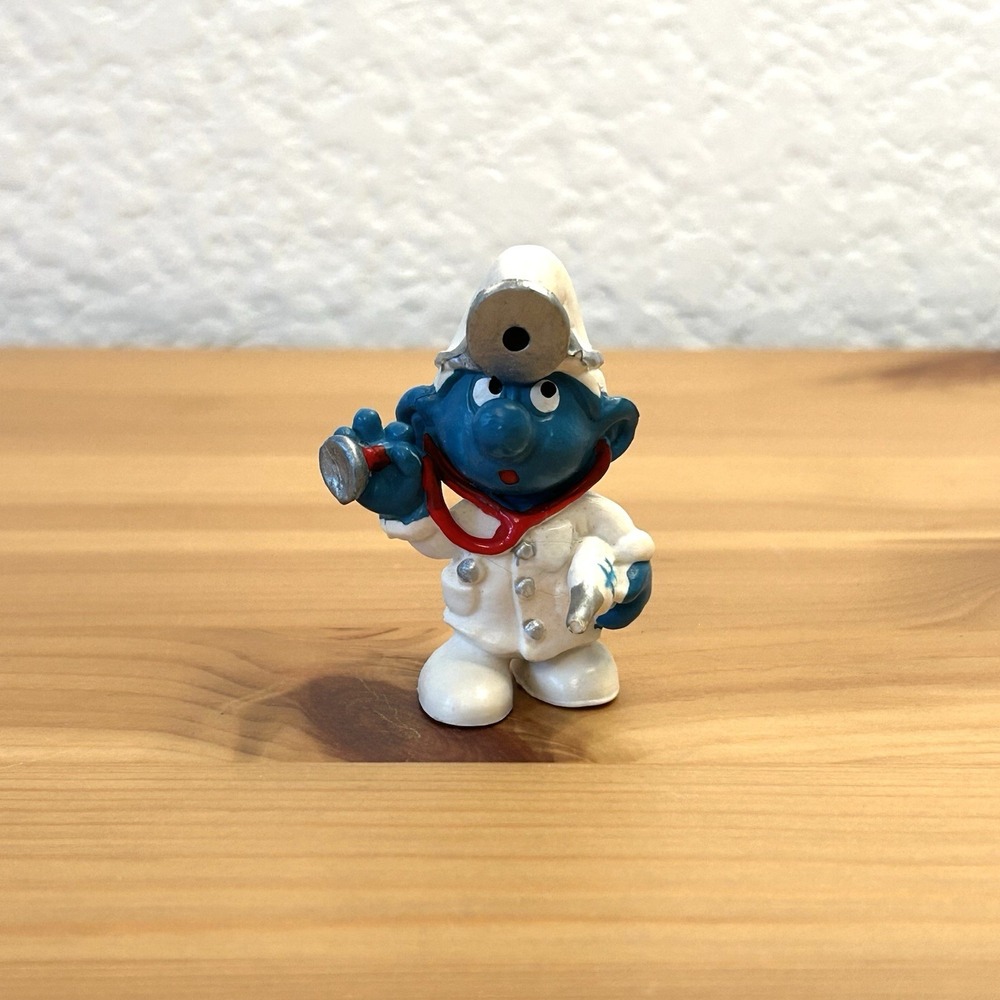 Vintage Doctor Smurf Vinyl Figure Peyo Schleich Hong Kong 1978